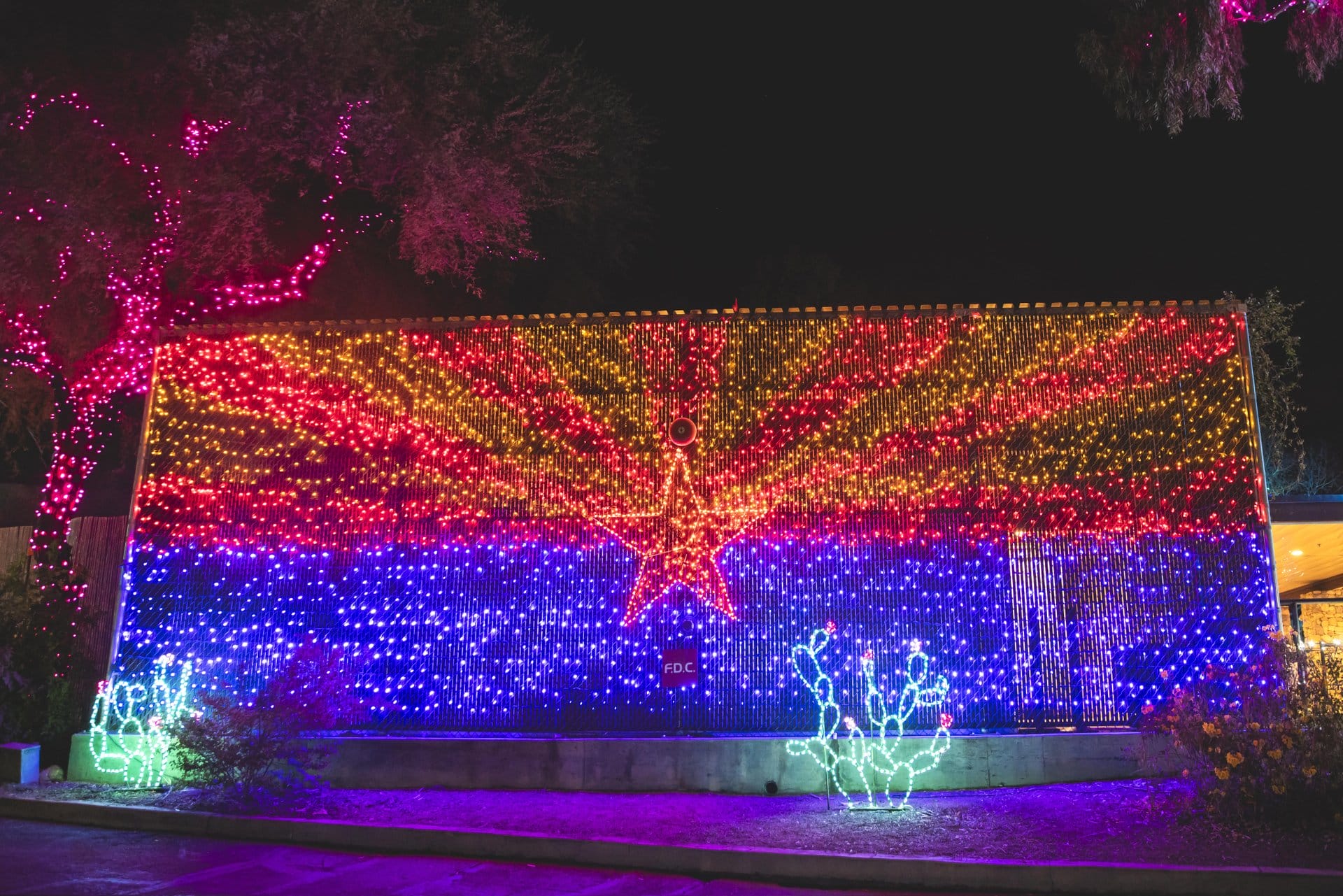 Arizona flag light dispay at Zoolight at The Phoenix Zoo.