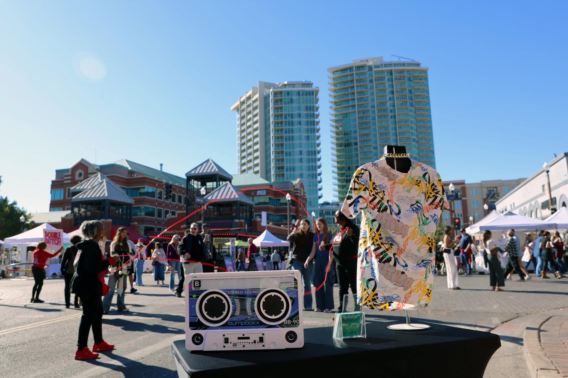 Local vendor showcasing fashion at 2nd Sundays in Downtown Tempe