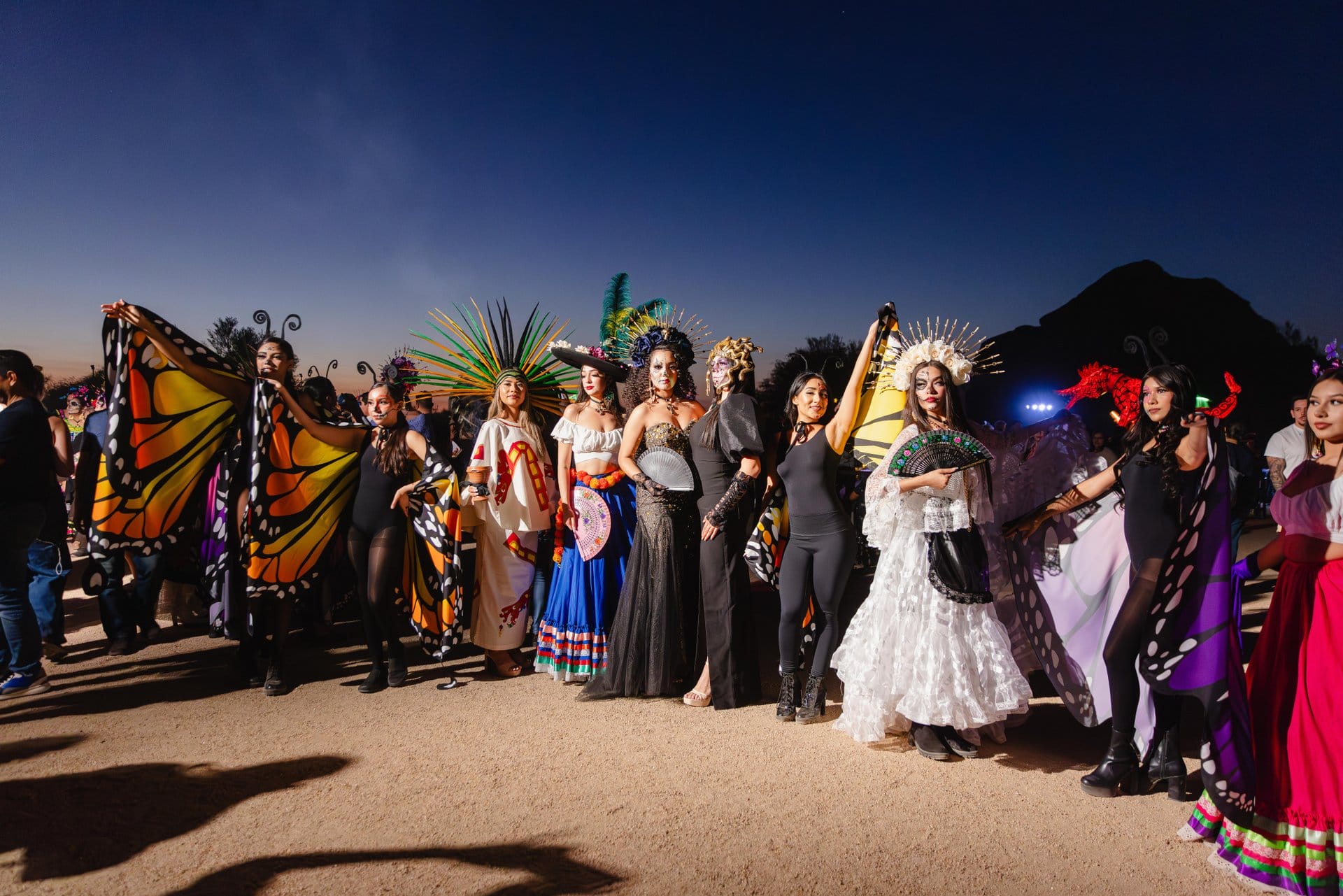 Group of performers at Día de los Muertos at Desert Botanical Garden.