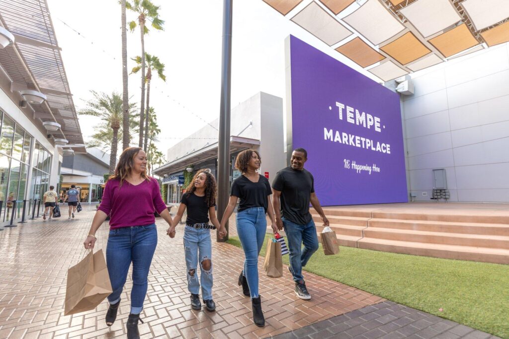 Family shopping at Tempe Marketplace