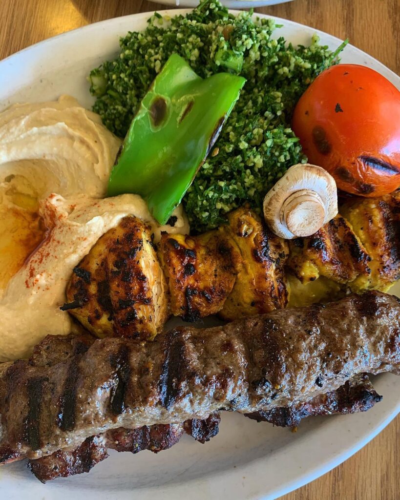 A Kebab combination plate at Haji-Baba Mediterranean Restaurant
