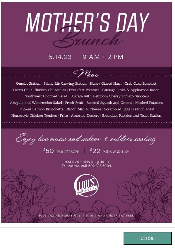 Mother's Day at Lou's Bar and Grill