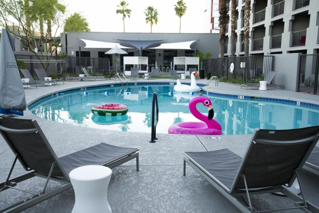 Outdoor Pool with Floaties at Moxy Tempe Hotel