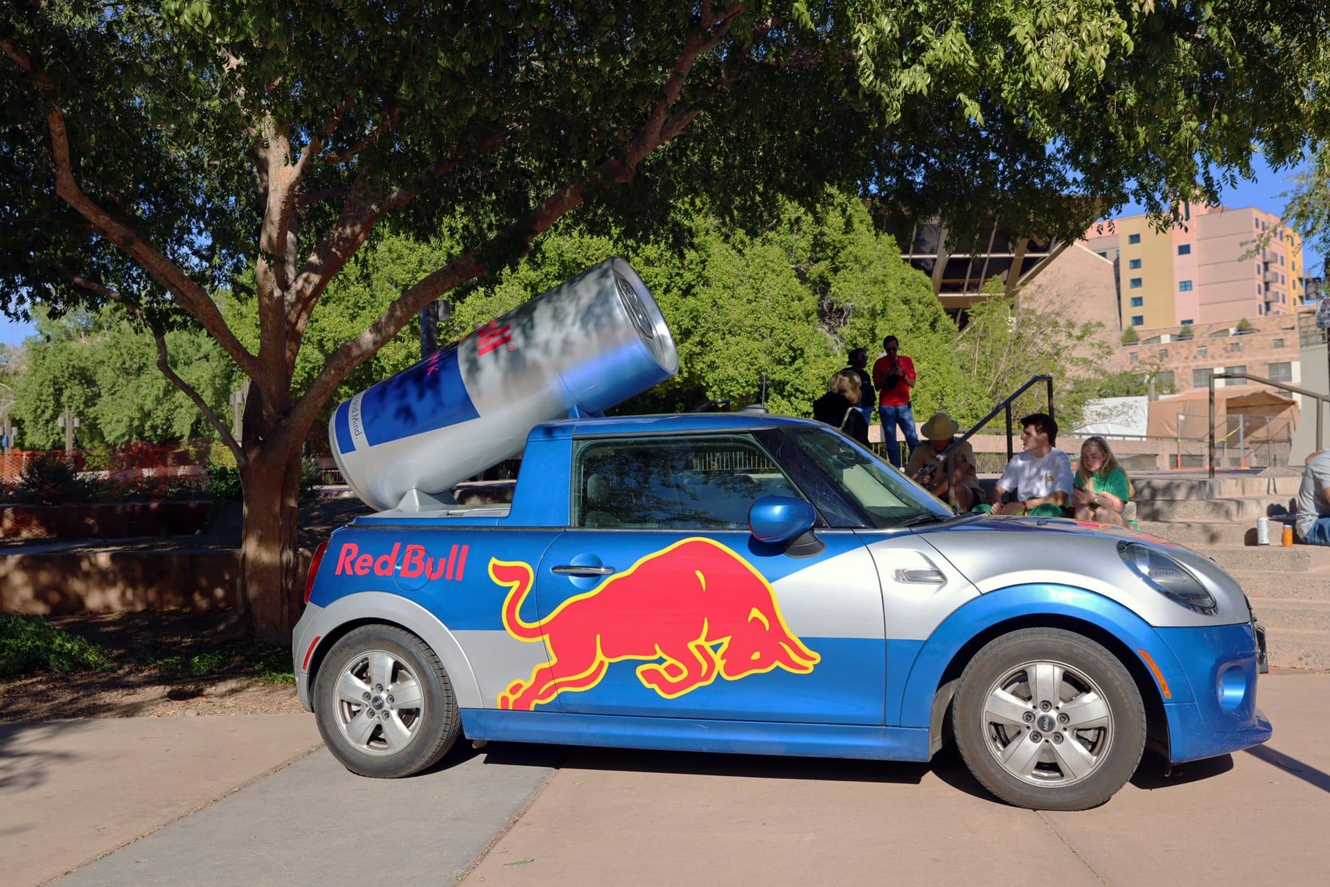 Red Bull branded car in Downtown Tempe.