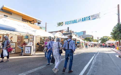 two couples walking on the streets at the Tempe Festival of the Arts