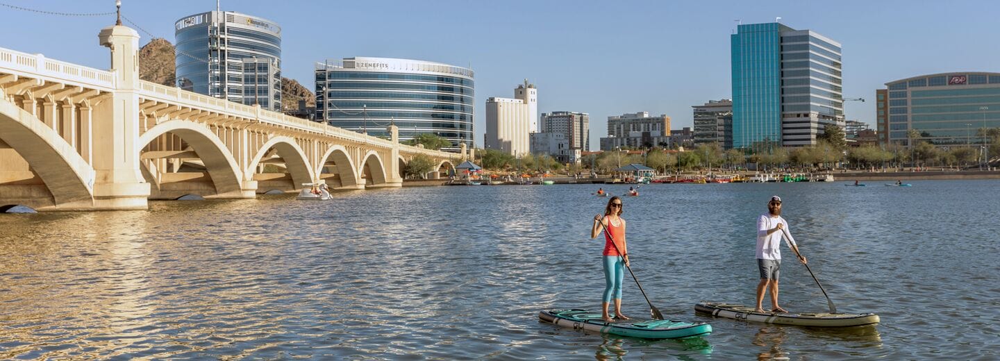 SUP paddlers at Tempe Town Lake