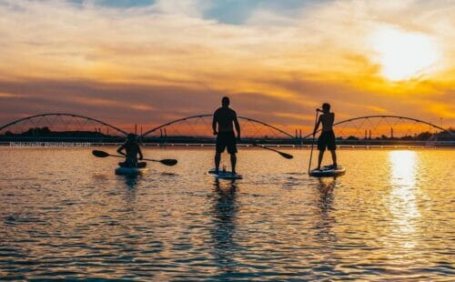 Tempe Town Lake sunset and paddle boarding