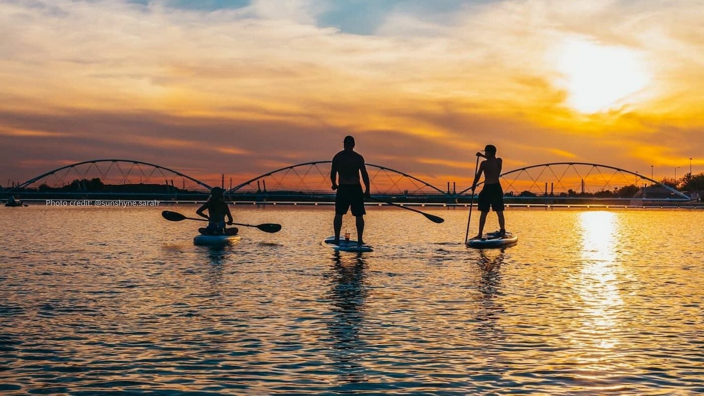 Tempe Town Lake sunset and paddle boarding
