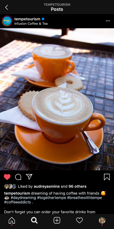 Instagram post of coffee cups